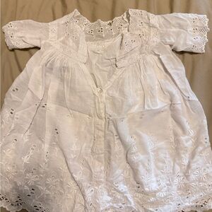 Vintage White Eyelet Lace Baby Dress Pajamas